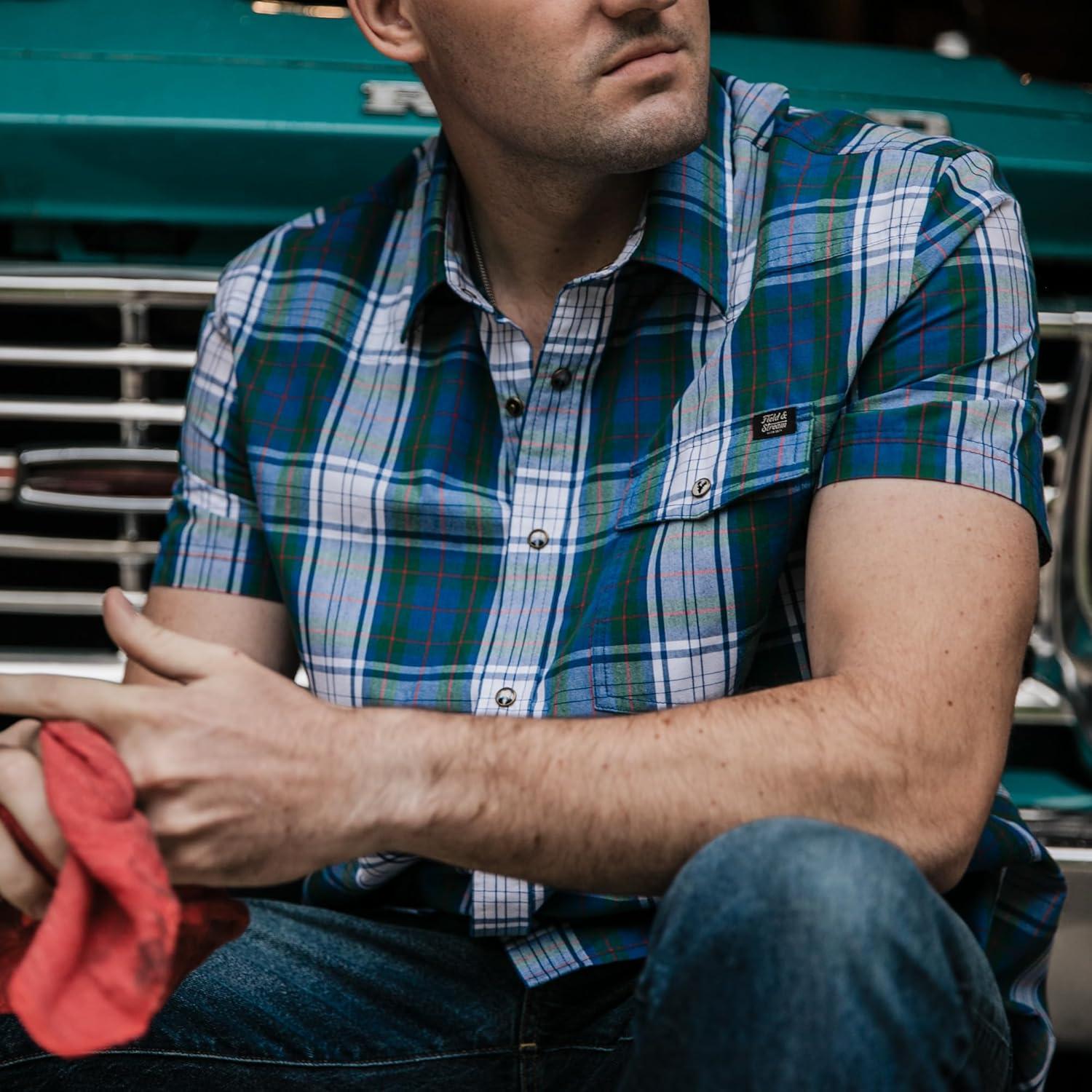 imageField ampamp Stream Mens Covey Back Short Sleeve Casual ShirtWaterfall Plaid