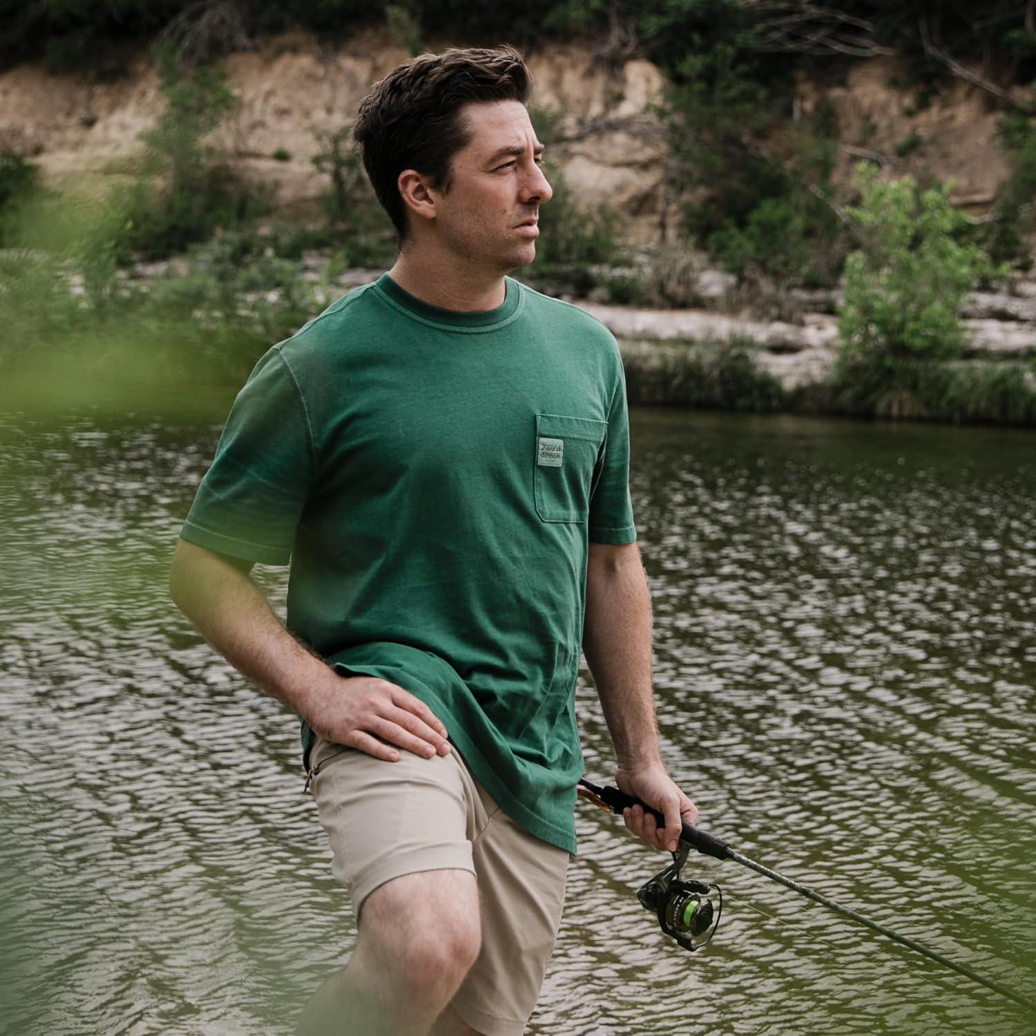 imageField ampamp Stream Mens Flush Out Short Sleeve Pocket TeeField Green