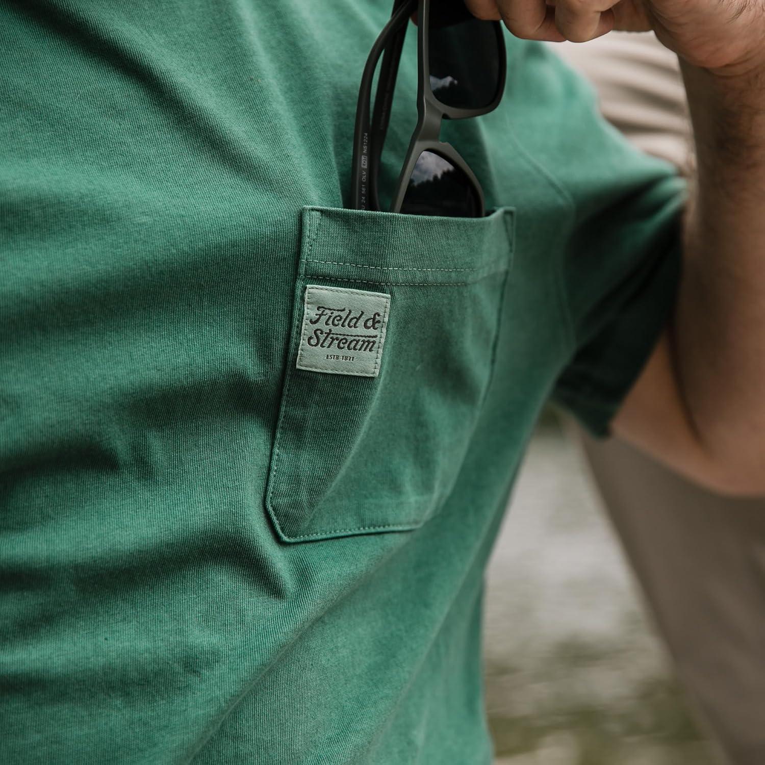 imageField ampamp Stream Mens Flush Out Short Sleeve Pocket TeeField Green