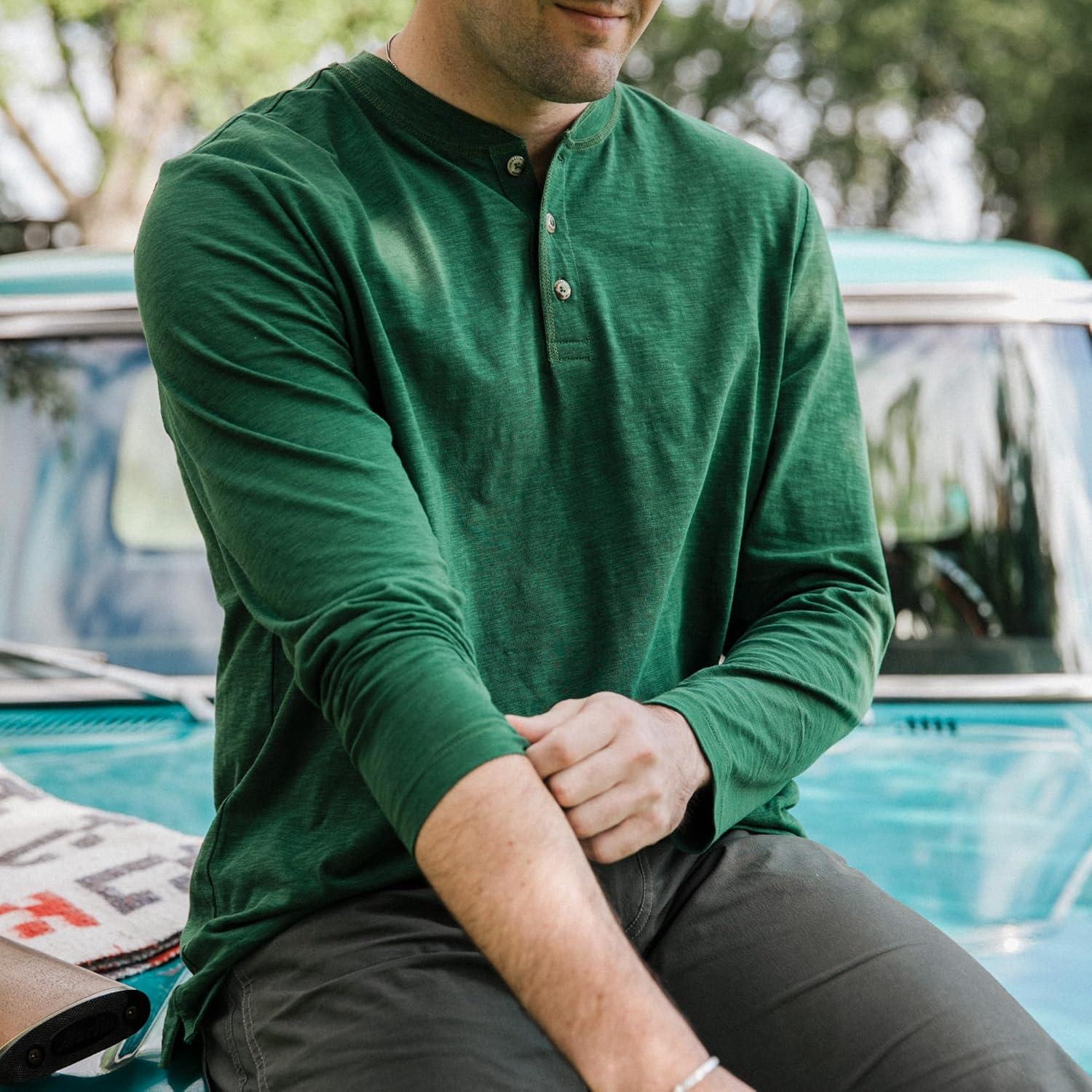 imageField ampamp Stream Mens Hemingway Long Sleeve HenleyField Green