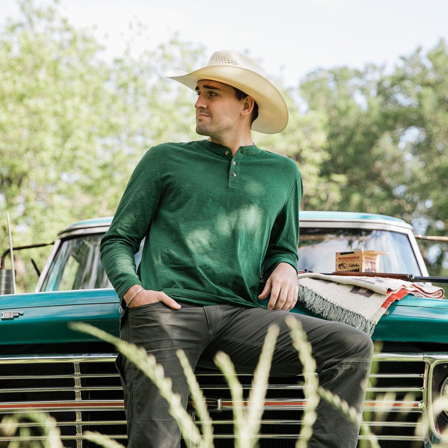 imageField ampamp Stream Mens Hemingway Long Sleeve HenleyField Green