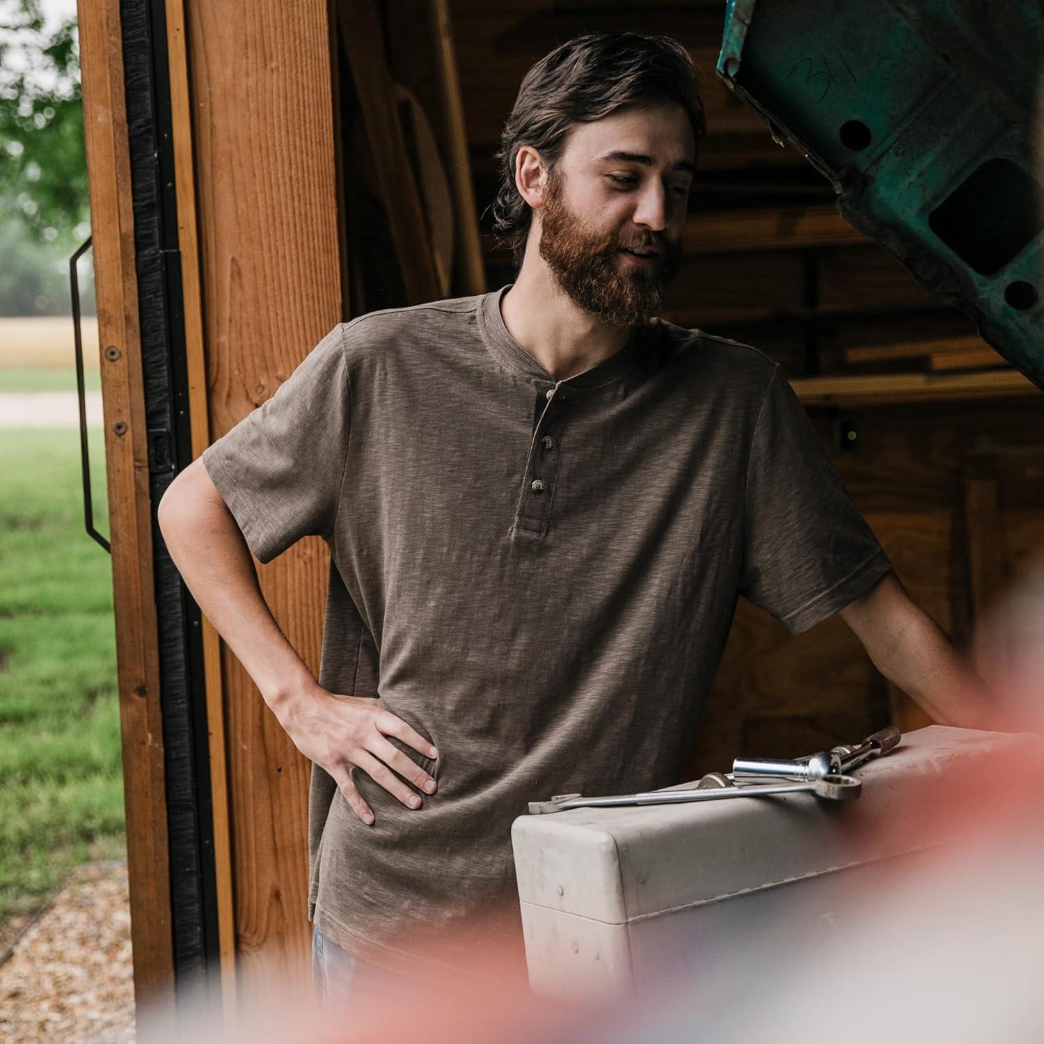 imageField ampamp Stream Mens Hemingway Short Sleeve HenleyBrown