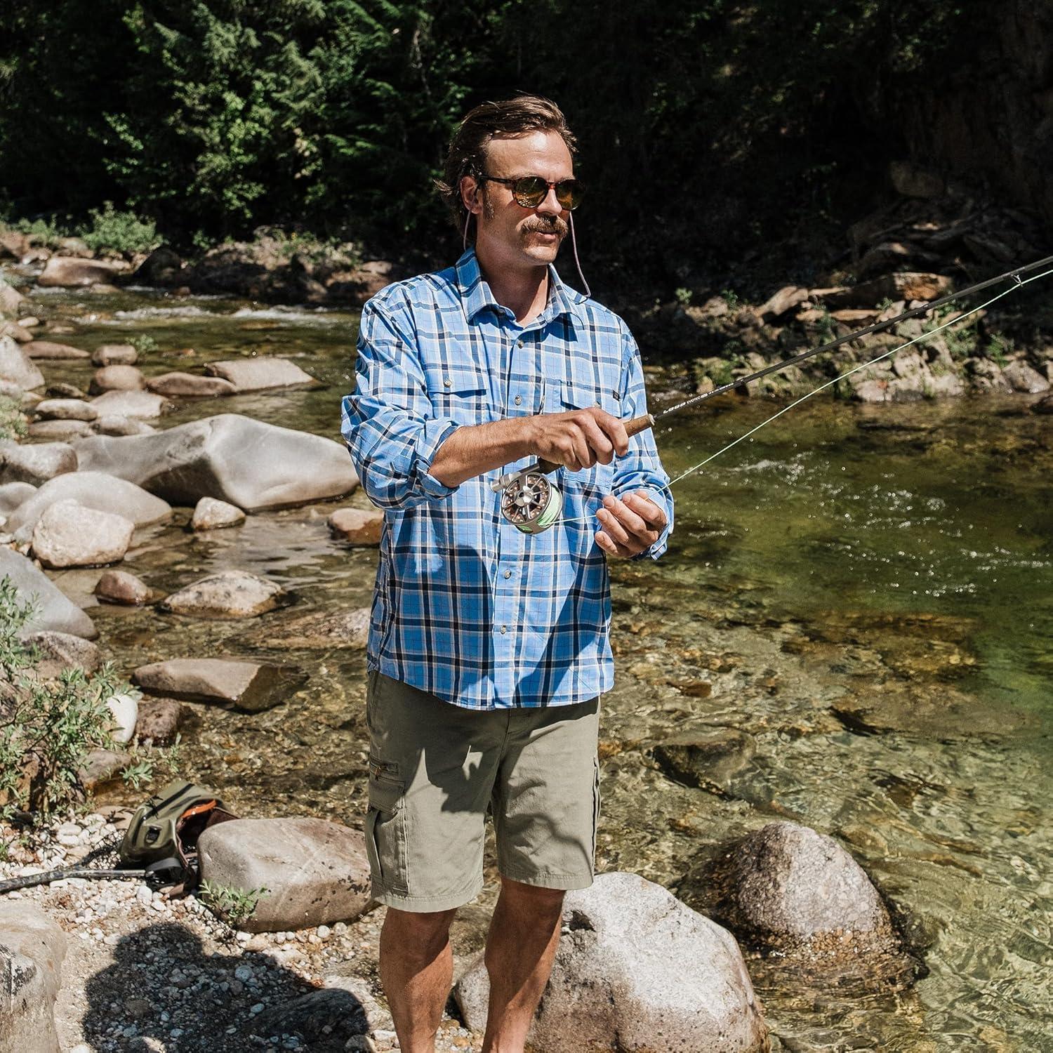 imageField ampamp Stream Mens Line Burner Long Sleeve Nylon Performance Fishing ShirtBluejay Plaid