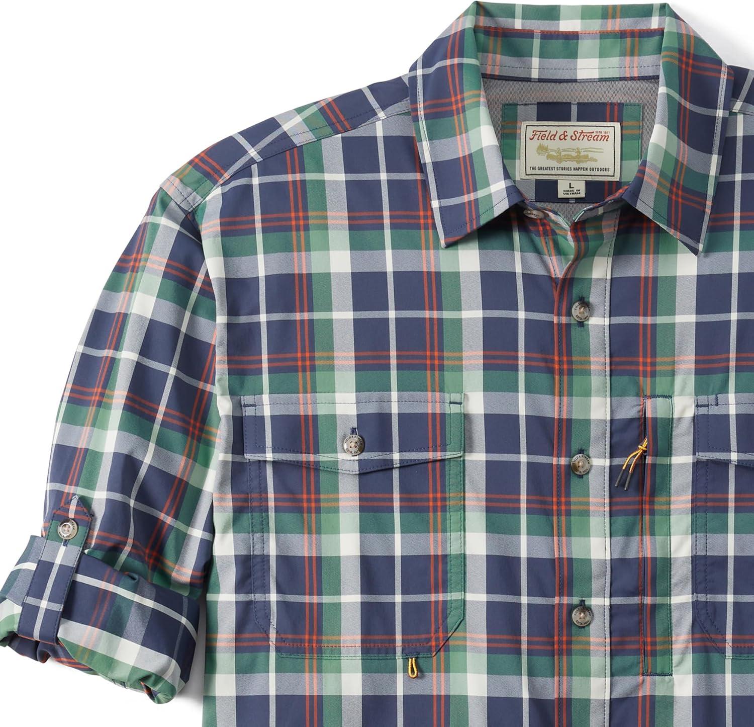 imageField ampamp Stream Mens Line Burner Long Sleeve Nylon Performance Fishing ShirtGrasshopper Plaid