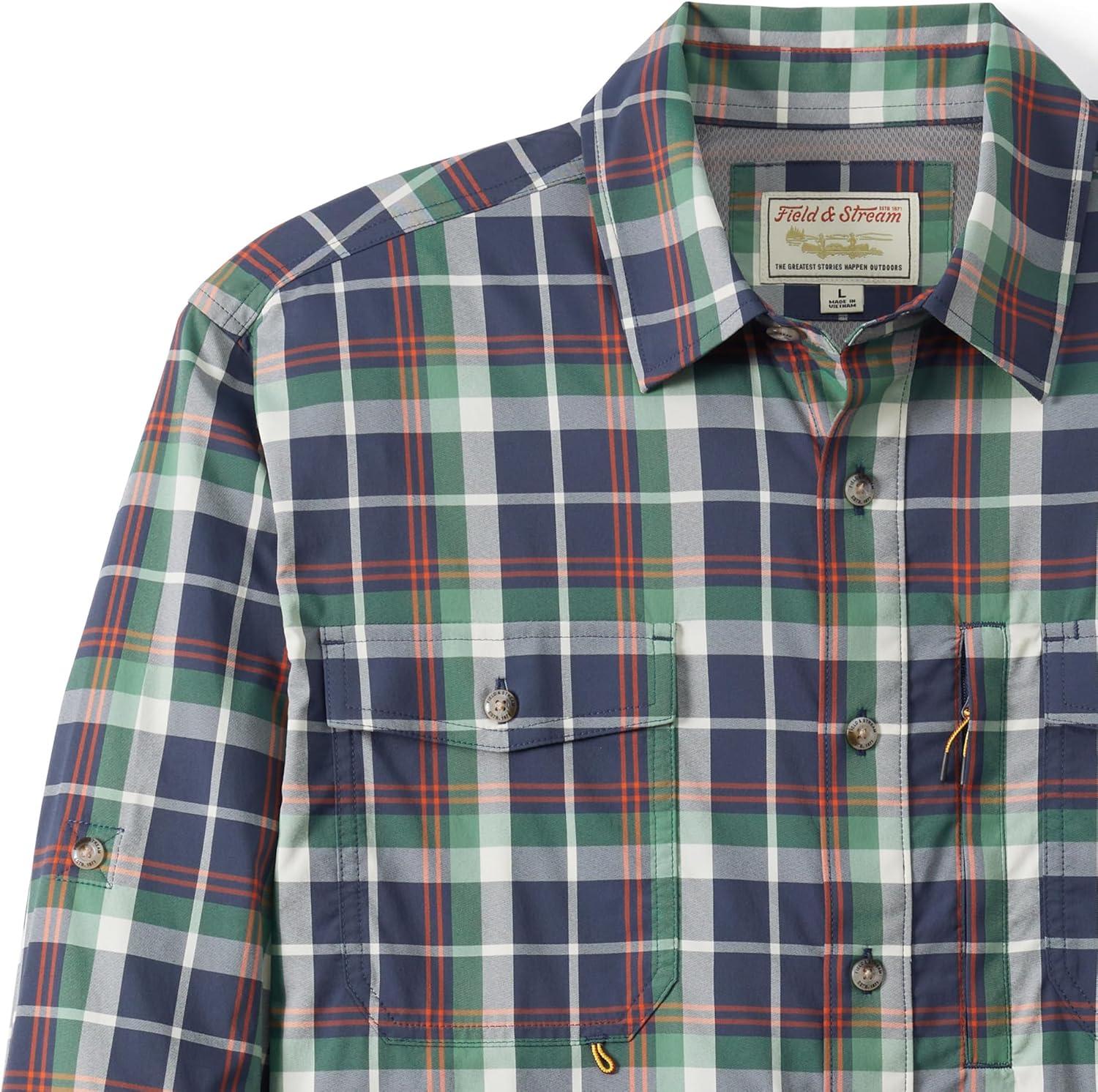 imageField ampamp Stream Mens Line Burner Long Sleeve Nylon Performance Fishing ShirtGrasshopper Plaid