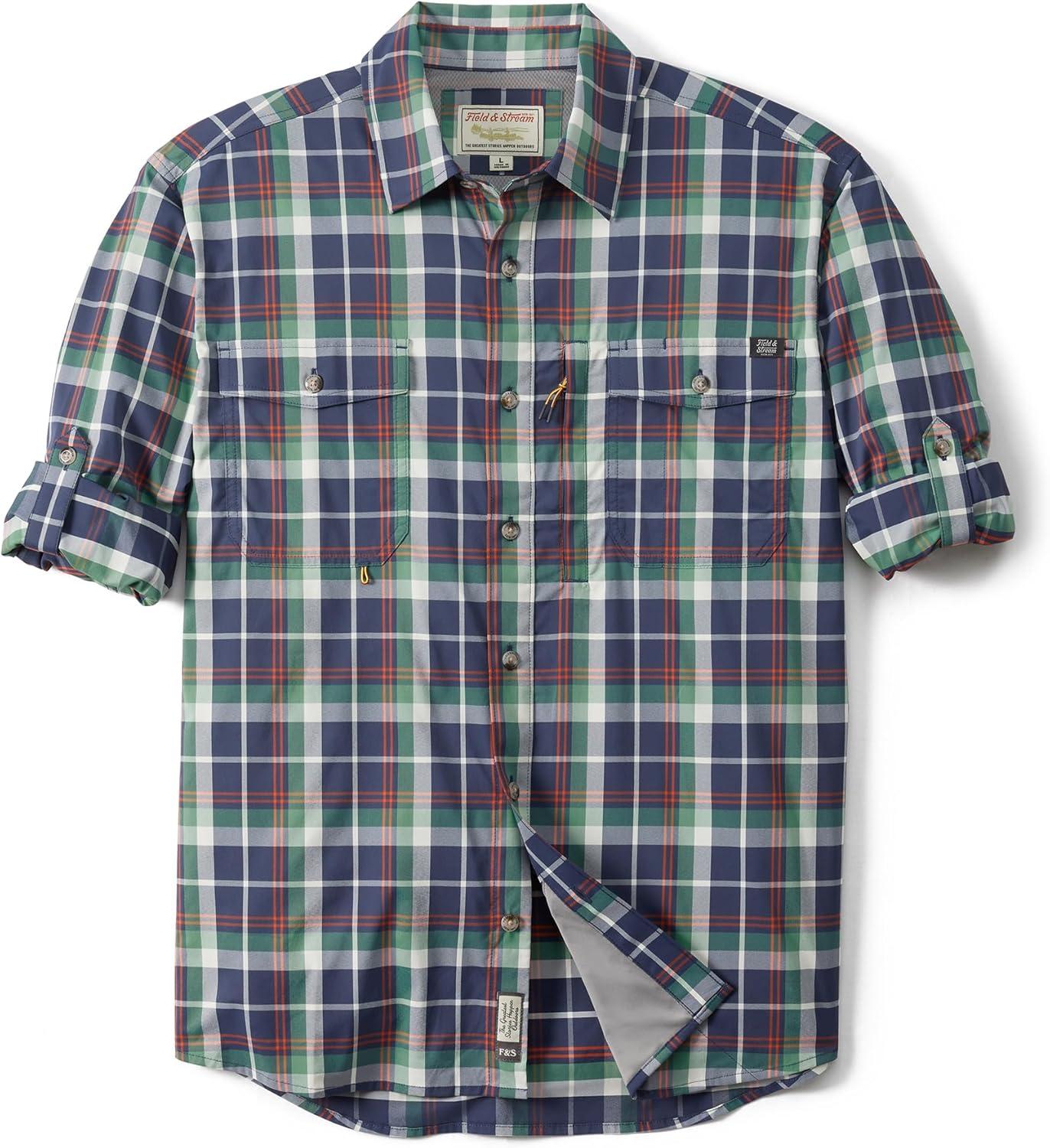 imageField ampamp Stream Mens Line Burner Long Sleeve Nylon Performance Fishing ShirtGrasshopper Plaid