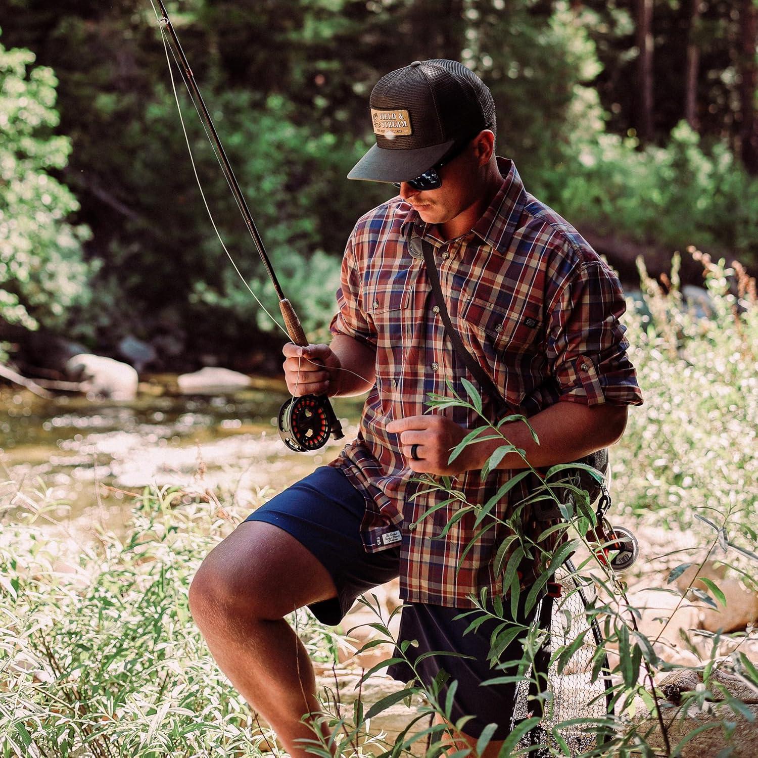 imageField ampamp Stream Mens Line Burner Long Sleeve Nylon Performance Fishing ShirtSandbar Plaid