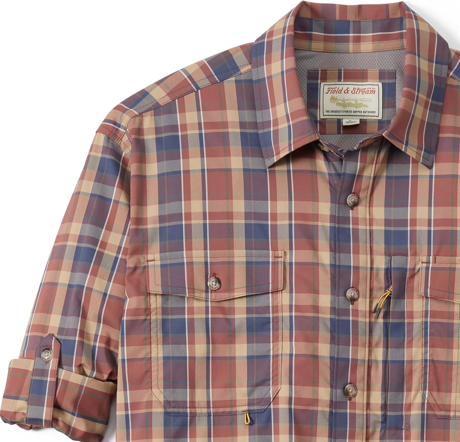 imageField ampamp Stream Mens Line Burner Long Sleeve Nylon Performance Fishing ShirtSandbar Plaid