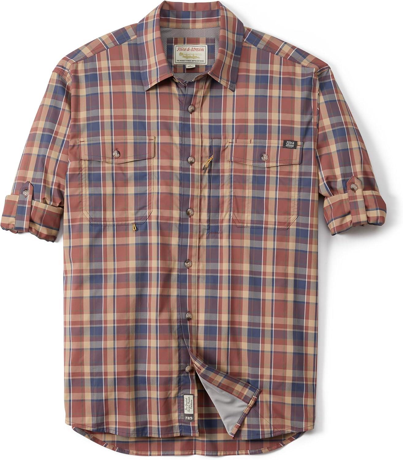 imageField ampamp Stream Mens Line Burner Long Sleeve Nylon Performance Fishing ShirtSandbar Plaid