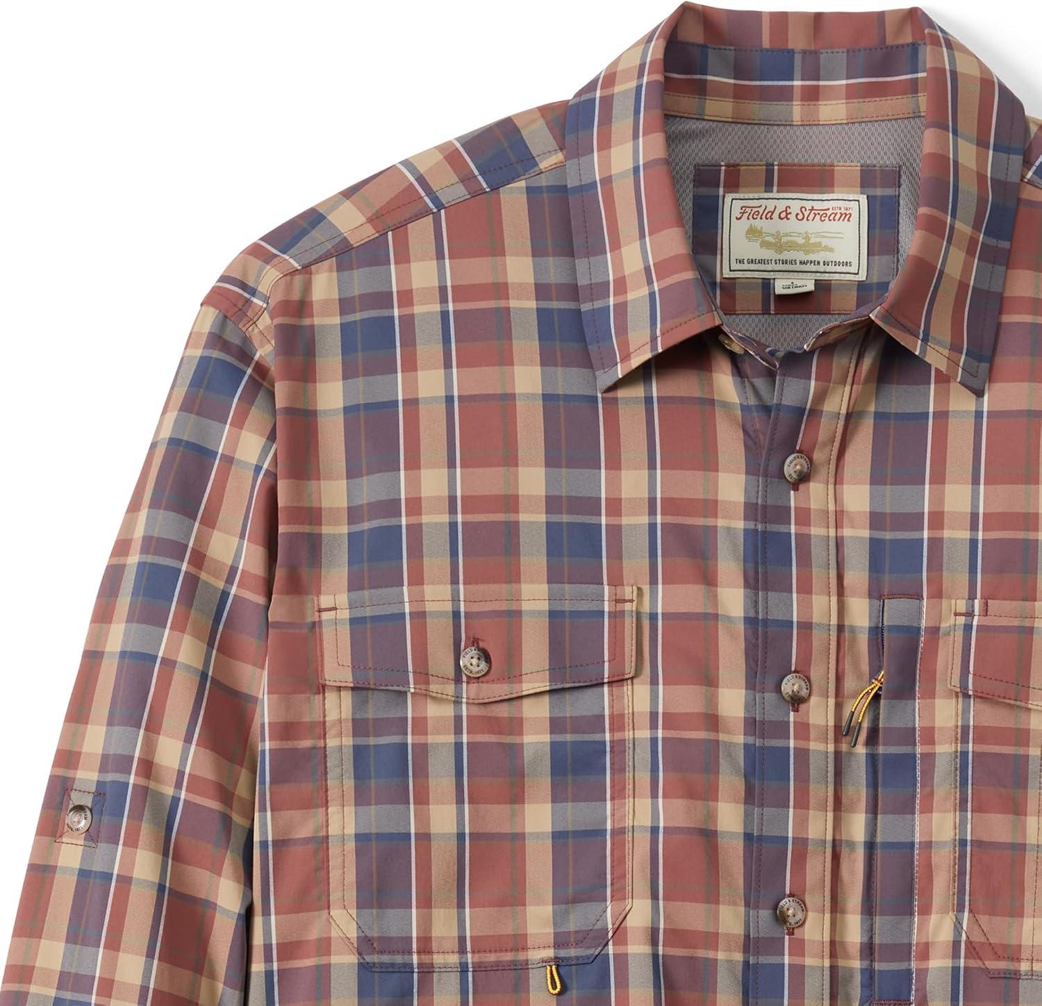 imageField ampamp Stream Mens Line Burner Long Sleeve Nylon Performance Fishing ShirtSandbar Plaid