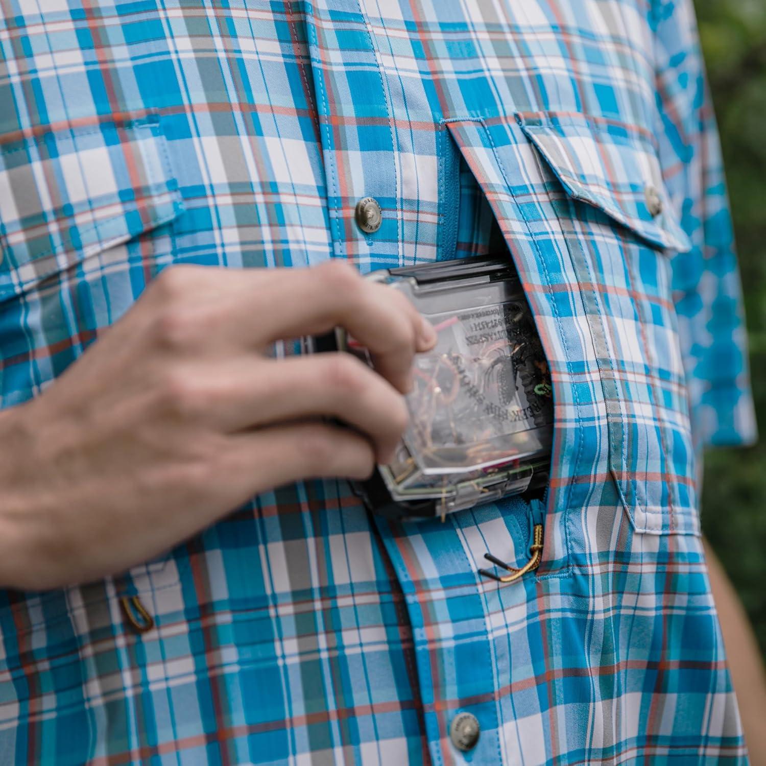 imageField ampamp Stream Mens Line Burner Short Sleeve Fishing Shirt Sunkissed PlaidFreshwater Plaid