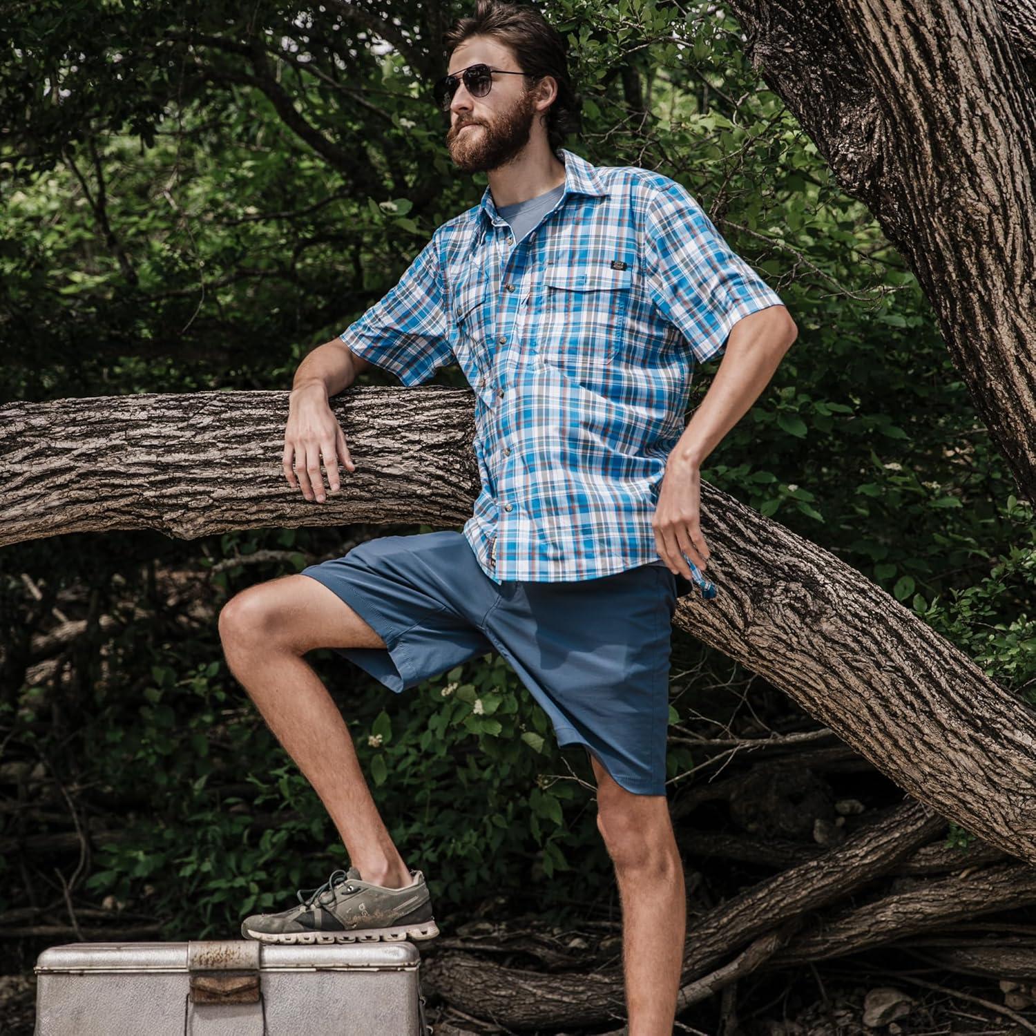 imageField ampamp Stream Mens Line Burner Short Sleeve Fishing Shirt Sunkissed PlaidFreshwater Plaid