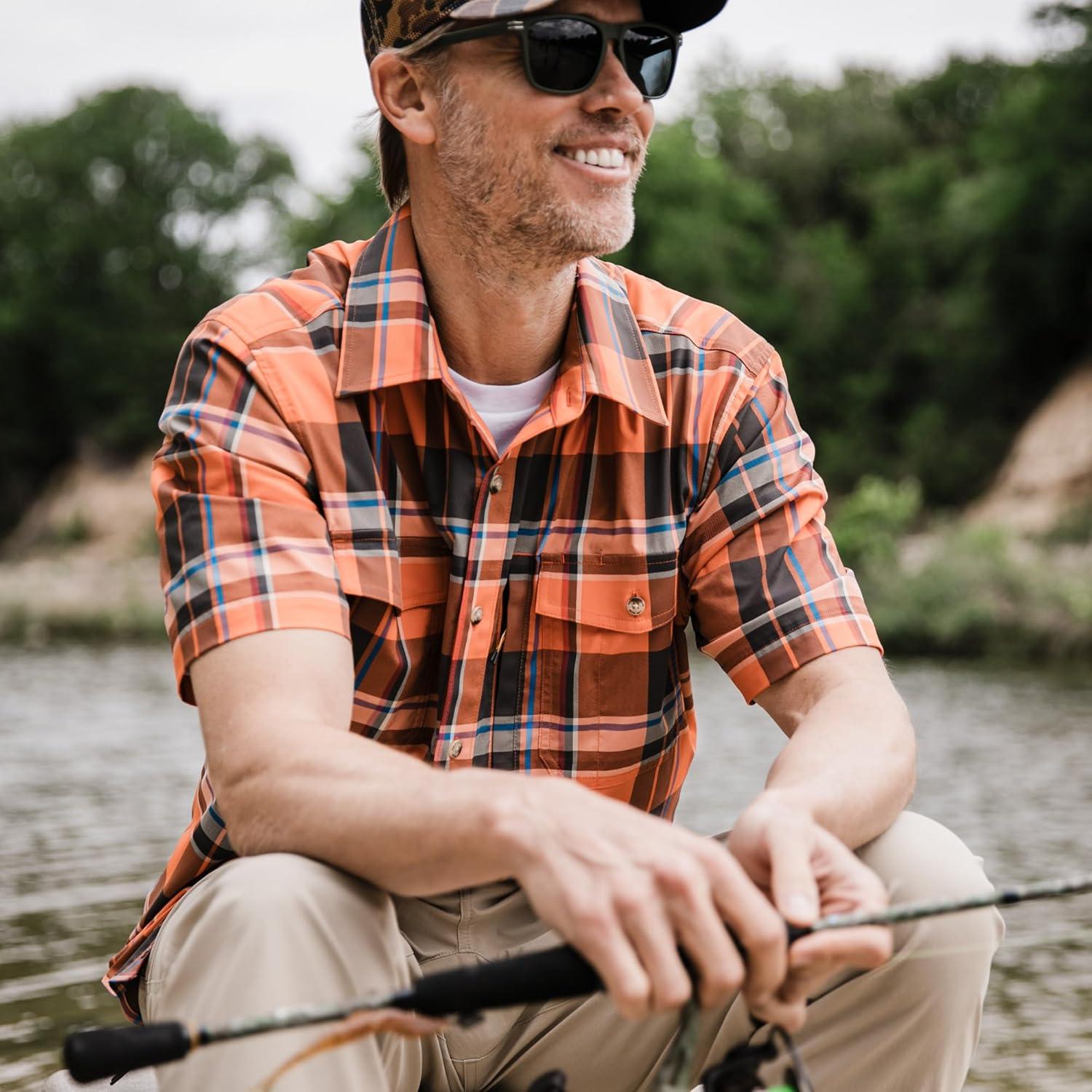 imageField ampamp Stream Mens Line Burner Short Sleeve Fishing Shirt Sunkissed PlaidSunkissed Plaid