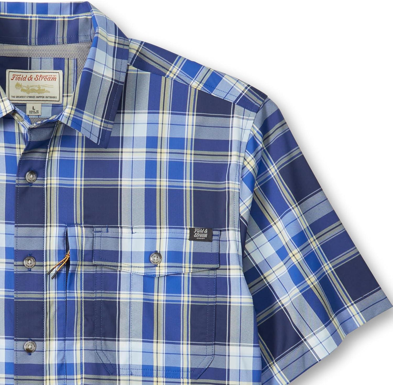 imageField ampamp Stream Mens Line Burner Short Sleeve Fishing Shirt Sunkissed PlaidUltramarine Plaid