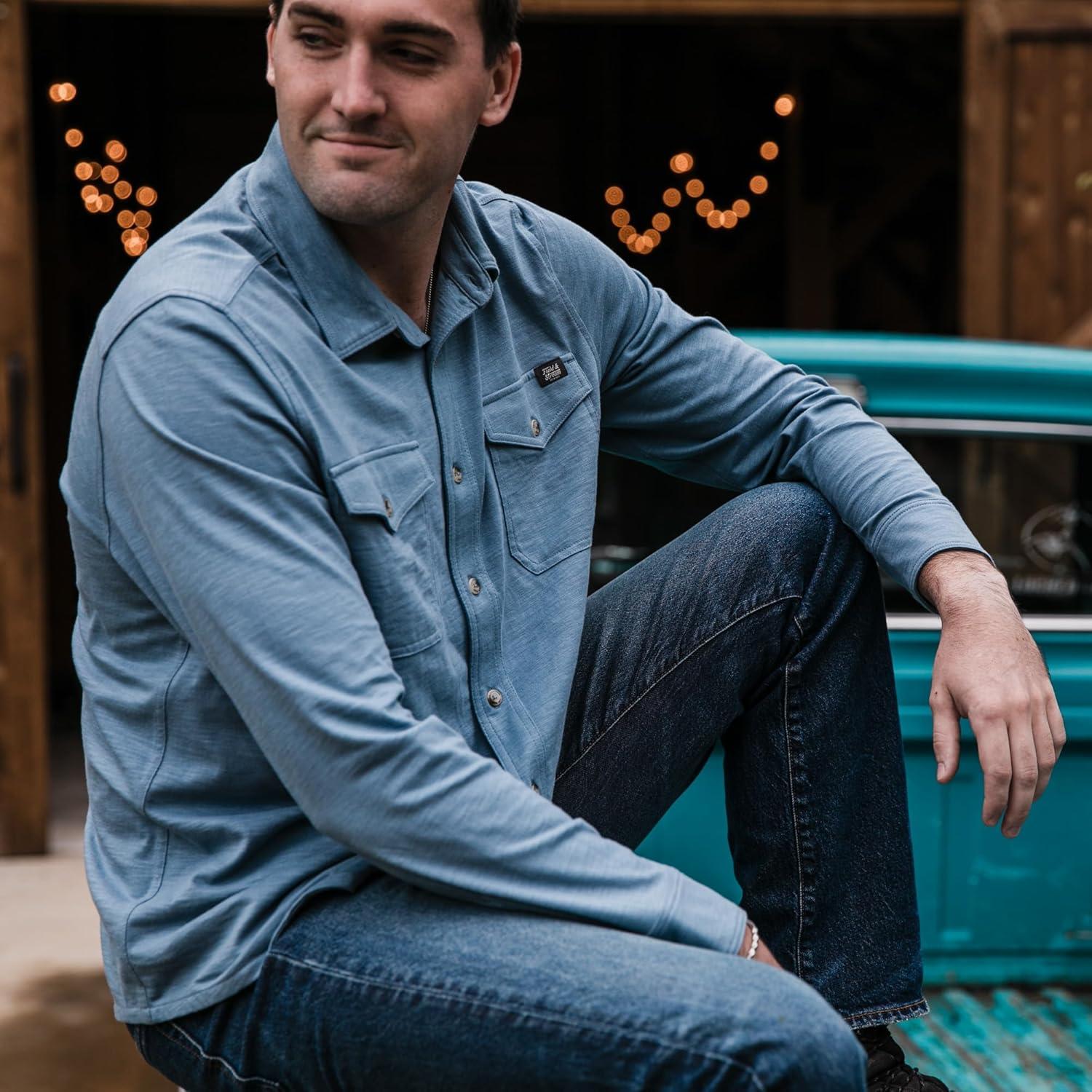 imageField ampamp Stream Mens Oceanliner Long Sleeve Knit ShirtSlate Blue