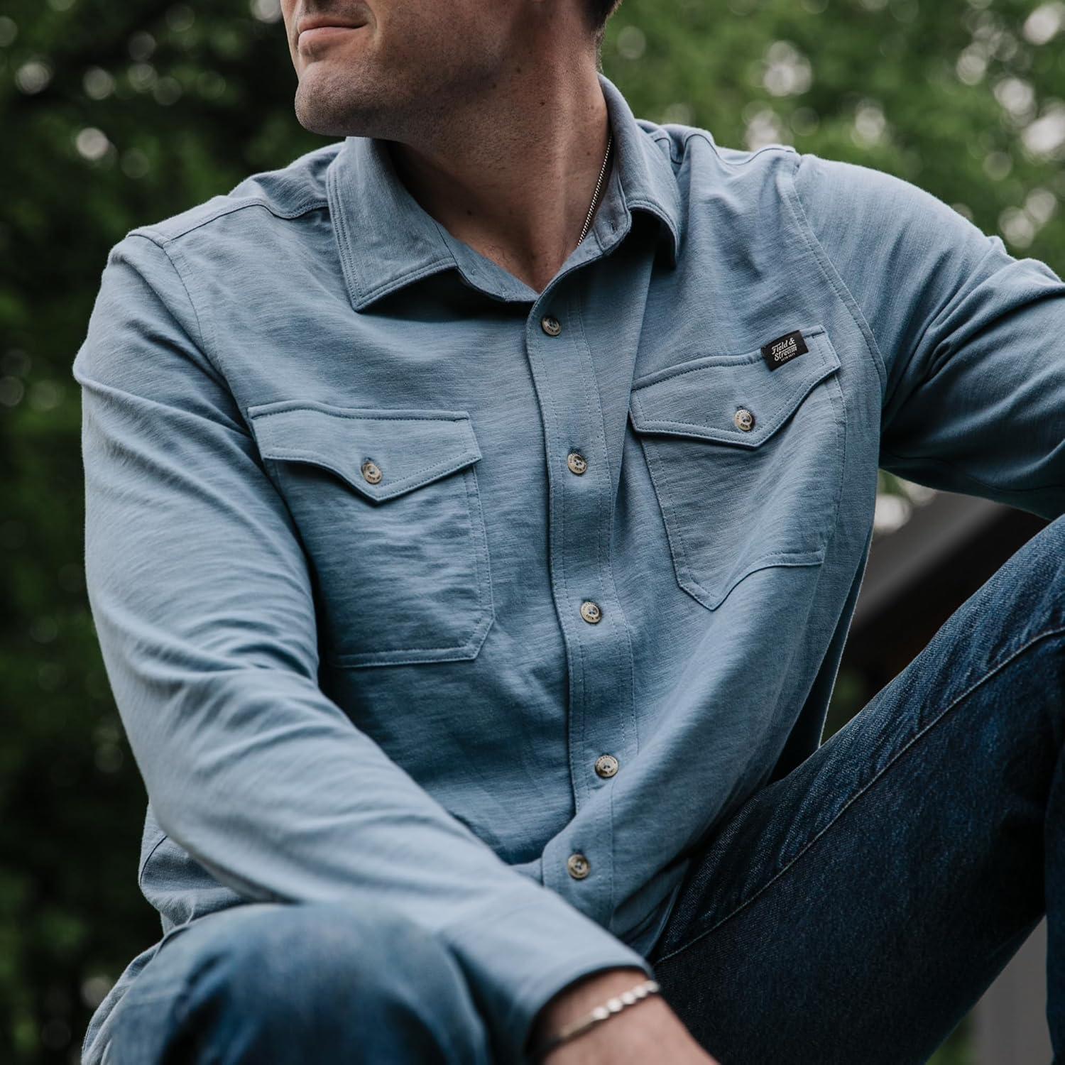 imageField ampamp Stream Mens Oceanliner Long Sleeve Knit ShirtSlate Blue