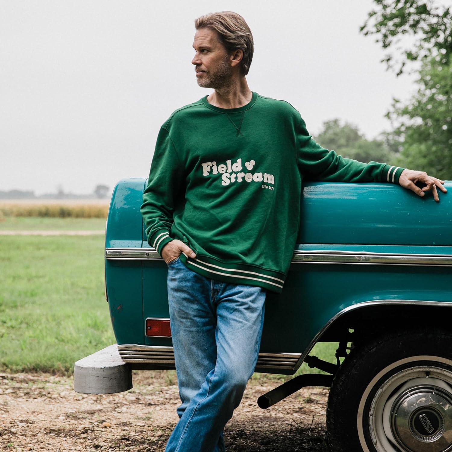 imageField ampamp Stream Tackle Twill Lightweight French Terry Applique CrewneckField Green