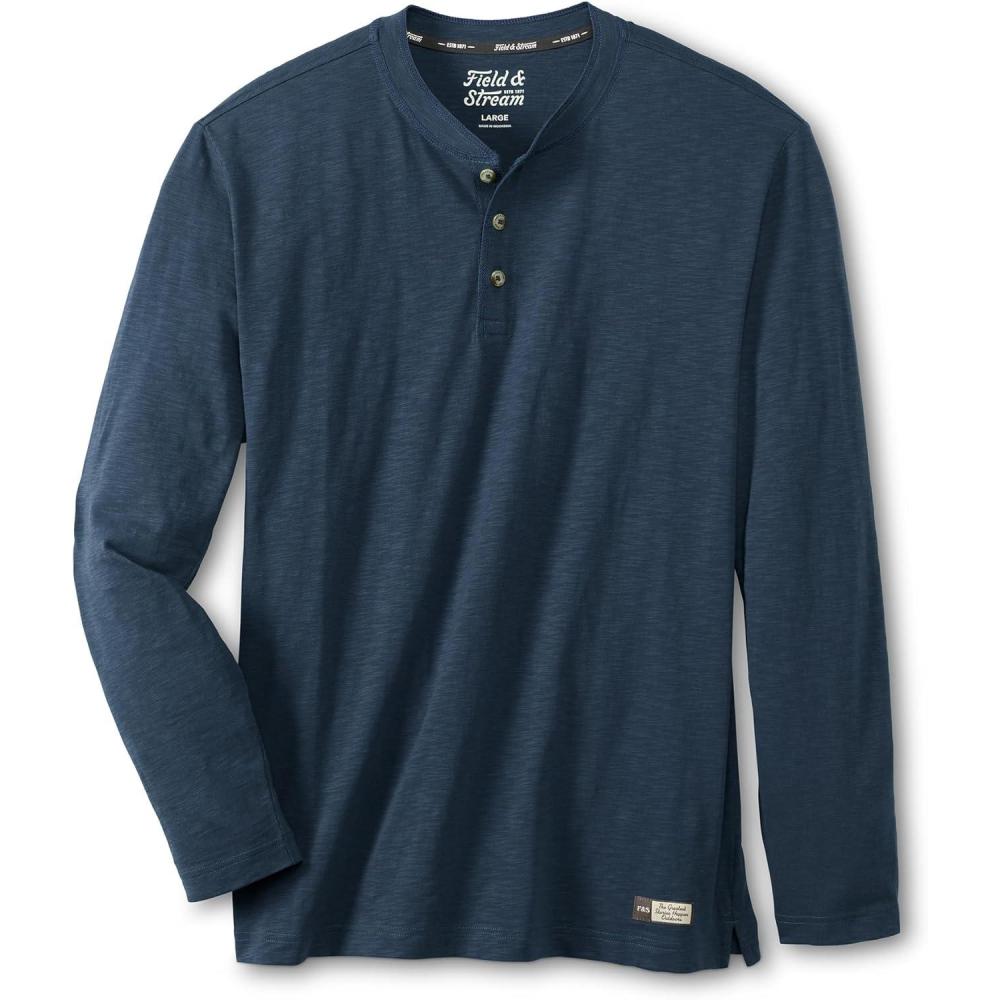 imageField ampamp Stream Mens Hemingway Long Sleeve HenleyNavy Blue
