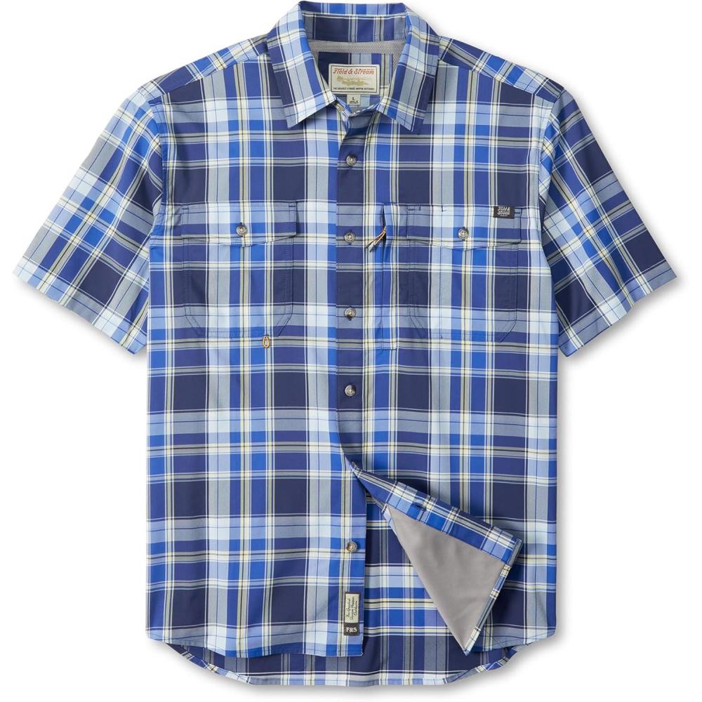 imageField ampamp Stream Mens Line Burner Short Sleeve Fishing Shirt Sunkissed PlaidUltramarine Plaid