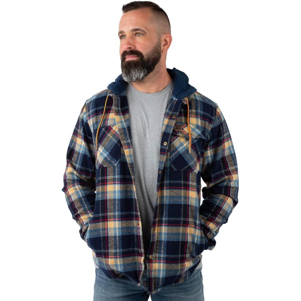 imageField ampamp Stream mens Widgeon Waffle Hooded Flannel ShirtDeep Sea Plaid